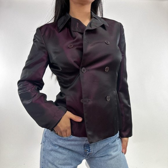 RARE Vintage Calvin Klein Taffeta Blazer Jacket - Picture 2 of 5